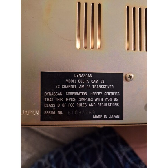 Vintage Cobra Cam 89 2-Way CB 23 Channel‎ Radio Japan Dynascan AM CB Transceiver - Picture 8 of 12